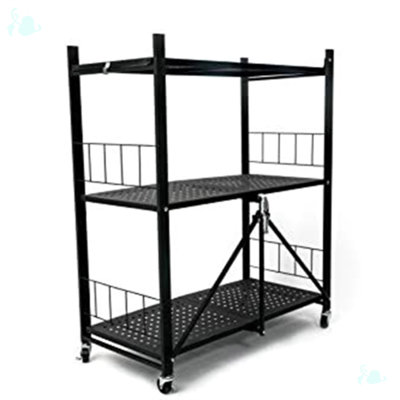 Tablettes de rangement pliables à 3 niveaux avec roulettes