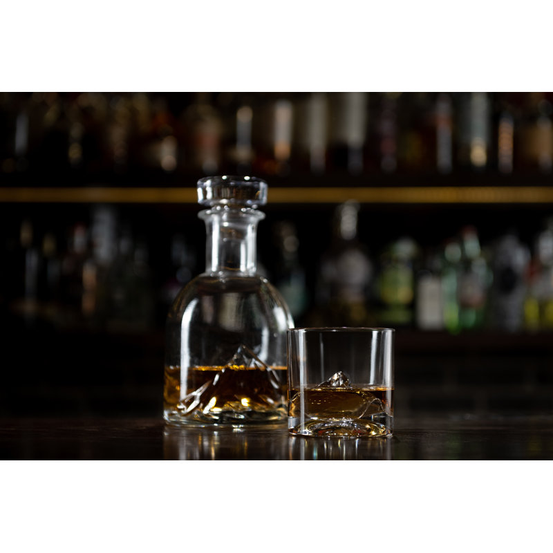 Mount Everest Crystal Whiskey Decanter Set with 4 Glasses
