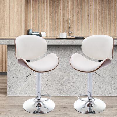 Tabourets de bar pivotants réglables, tabouret de bar de hauteur comptoir en cuir synthétique de style Mid-Century, tabourets de bar avec îlot de cuisine avec dossier