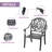 31.5-inch Round Table Cast Aluminum Outdoor Dining Set with Umbrella Hole and Brown Cushions-94350681