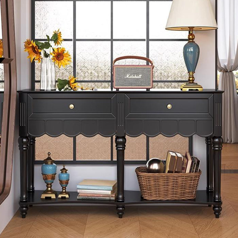 Console rétro de style français noir, H 35,4 po x l 47,2 po x P 15,7 po
