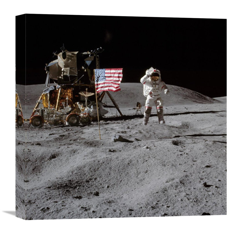 Moonwalk, Apollo 16, 1972 Photographic Print on Wrapped Canvas, 30" H x 30" W x 1.5" D