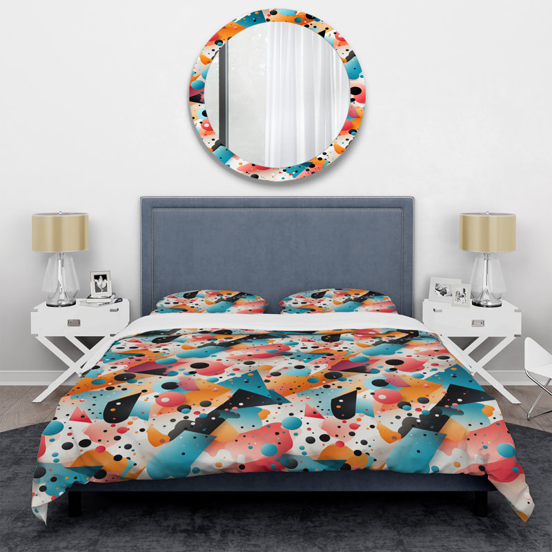 Literie tendance des années 70, Housse de couette pour grand lit et 2 taies décor