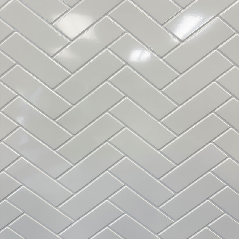 Panneaux de dosseret en PVC 2 pi x 8 pi Herringbone, Blanc brillant, prête pour l'application