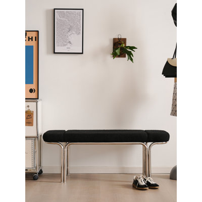 Banc en velours de style crème en acier inoxydable pour chambre à coucher et salon