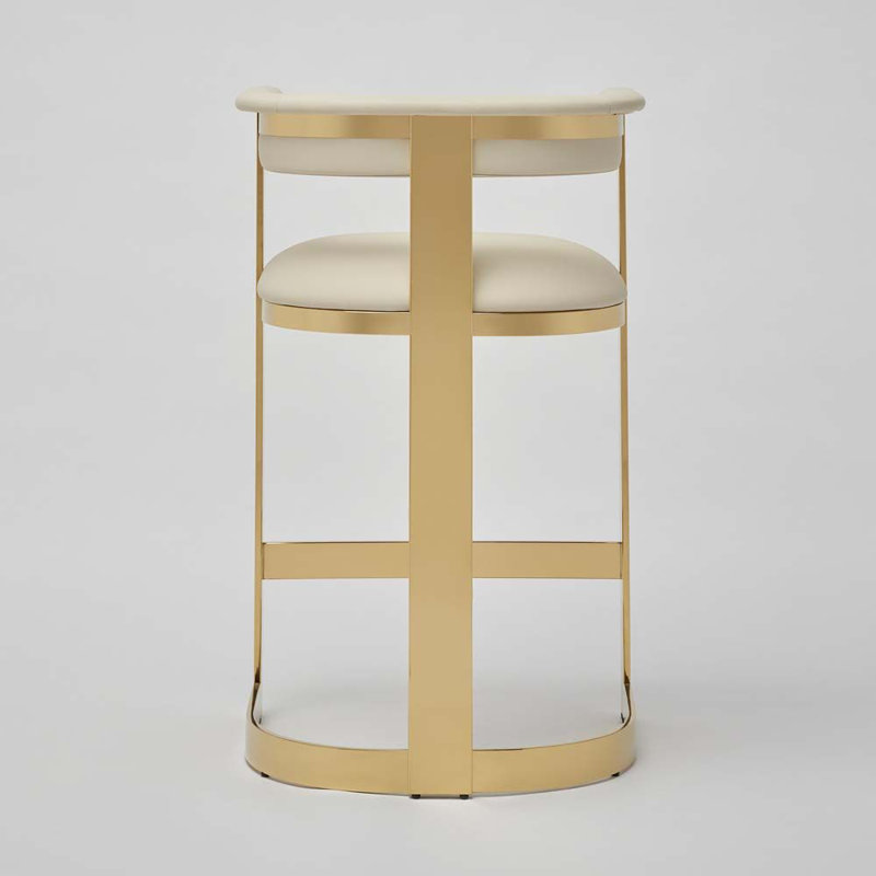 Darcy Upholstered Stool, Polished Brass/Buff Cream, Counter Stool (27" Seat Height)