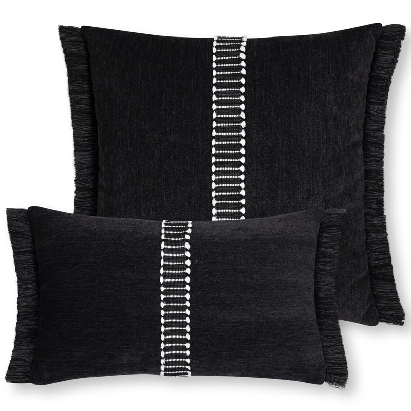 Splendor Velvet Pillow Cover & Insert, 12" H x 20" W, Charcoal, Rectangular