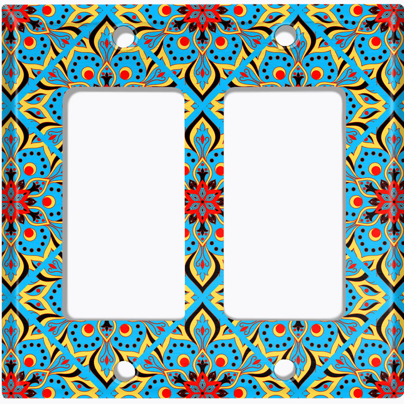 Plaque murale berçante bleue et rouge Mandala