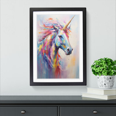 Unicorn Gestural - Single Picture Frame Print on Wood