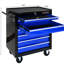 7 chariots à outils d'atelier, noir et bleu, verrouillables, capacité de 15 kg, tiroirs à roulement, 4 avec frein solide, glissières, 2-862568967