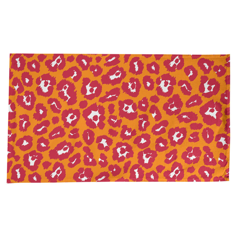 Animal Print Cotton Blend Tablecloth, 102'' x 58'', Orange/Red/White