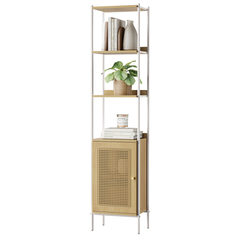 Antesha 68.8" H x 15.7" W Metal Standard Bookcase, Beige