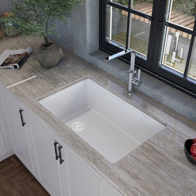 Nantucket Sinks 30 Inch  Dualmount Granite Composite Prep-Station with Side Set Drain, White