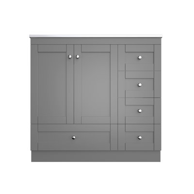 Meuble-lavabo autoportant de style Shaker avec lavabo, tiroirs à fermeture en douceur et portes à fermeture en douceur