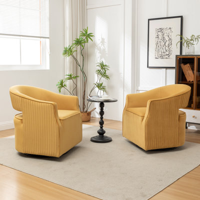 Fumiyo Velvet Swivel Barrel Chair