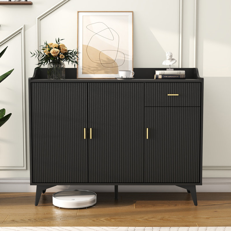 47" Modern Sideboard Buffet, Credenza Storage Cabinets, Adjustable Shelves