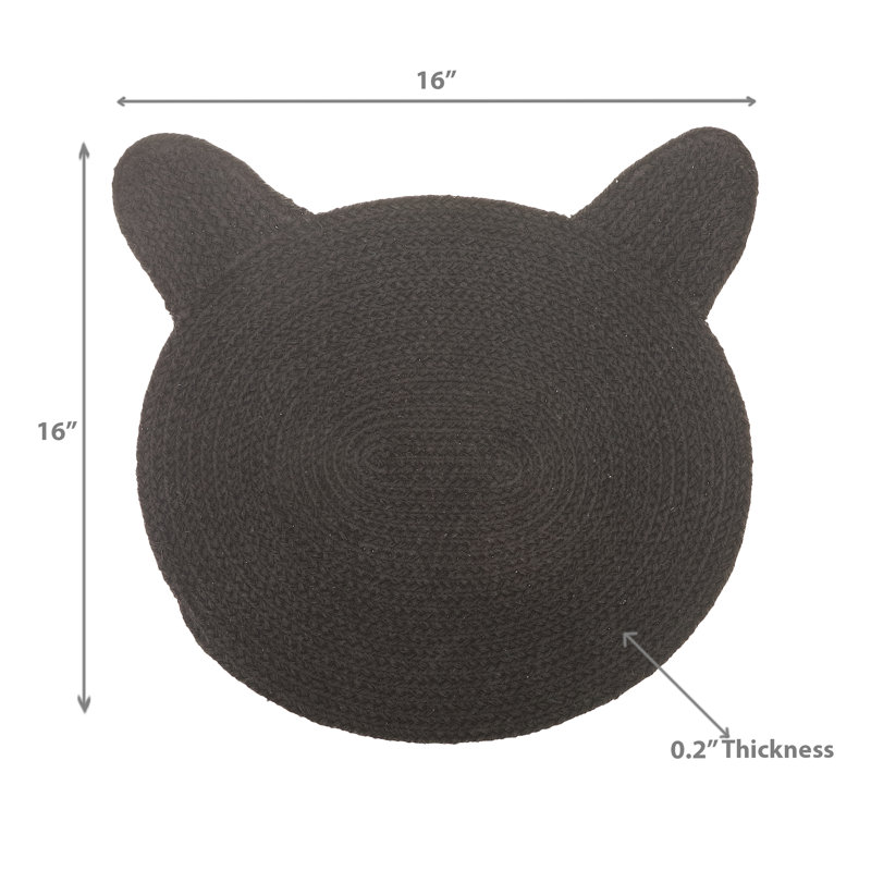Tapis de chat en coton tressé noir mat 16 x 16