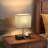 Grey Small Bedside Table Lamp with Charging Outlets and Phone StandsWooden Desk Lamp for Living Room