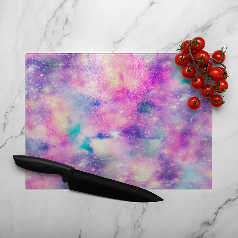 Starry Galaxy Print In Glass Chopping Board