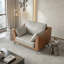 Élégant canapé 42 po en similicuir avec coussins gris et structure brune, canapé de salon moderne, canapé-lit simple (1 siège)-917243275