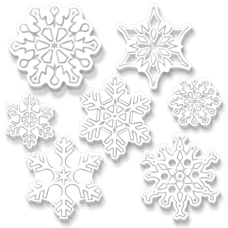 Flocons de neige transparents découpés en plastique