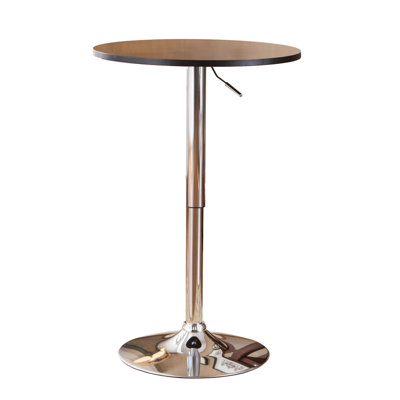 Black Adjustable Table With Metal Base - 24" Desk Modern Height Sleek & Wood Diameter 26"-36