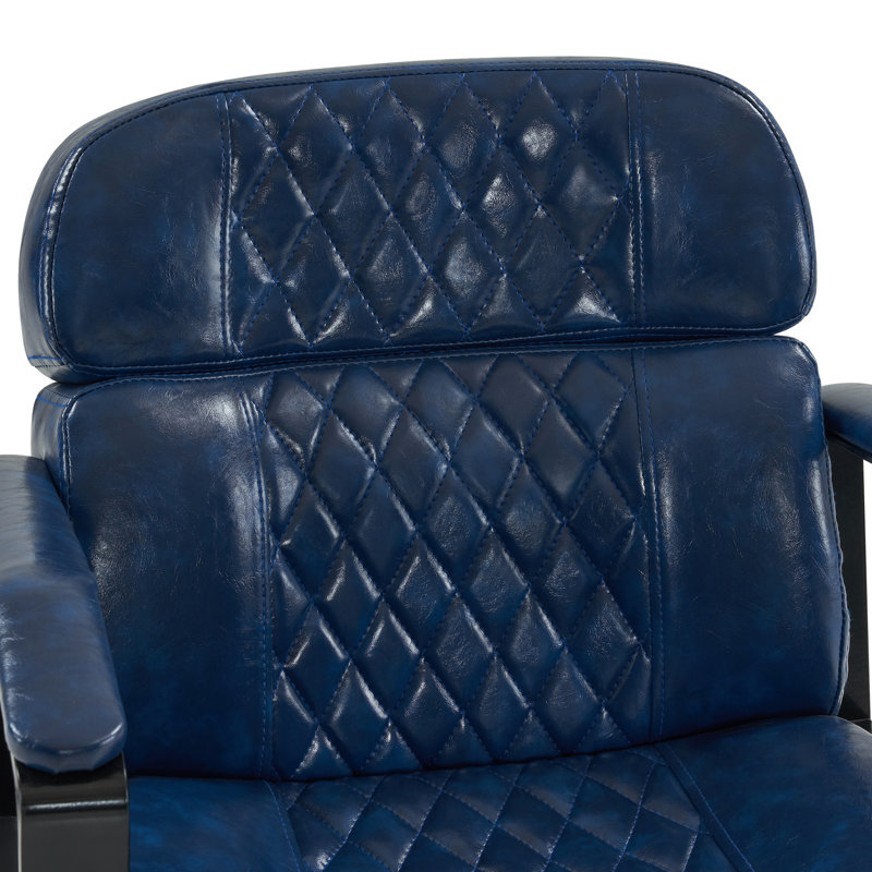 Fauteuil de coiffeur ergonomique pivotant de 23,6 po de largeur, fauteuil inclinable manuel à pompe hydraulique