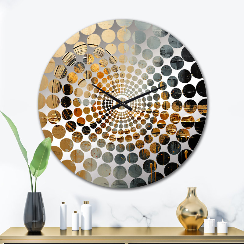Horloge murale Golden Gleam IV - Collages abstraits, Grand