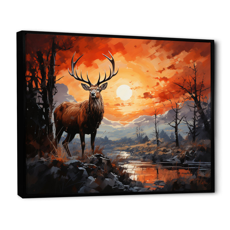 Deer Bold Silhouette - Animals Canvas Prints, H 12 po x l 20 po, Cadre flottant noir