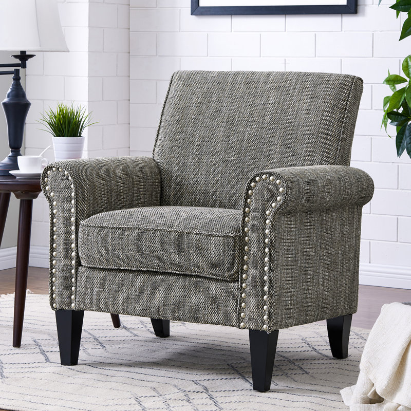 Fauteuil l 34 po Artturi, Polyester noir blanc / tweed brun clair