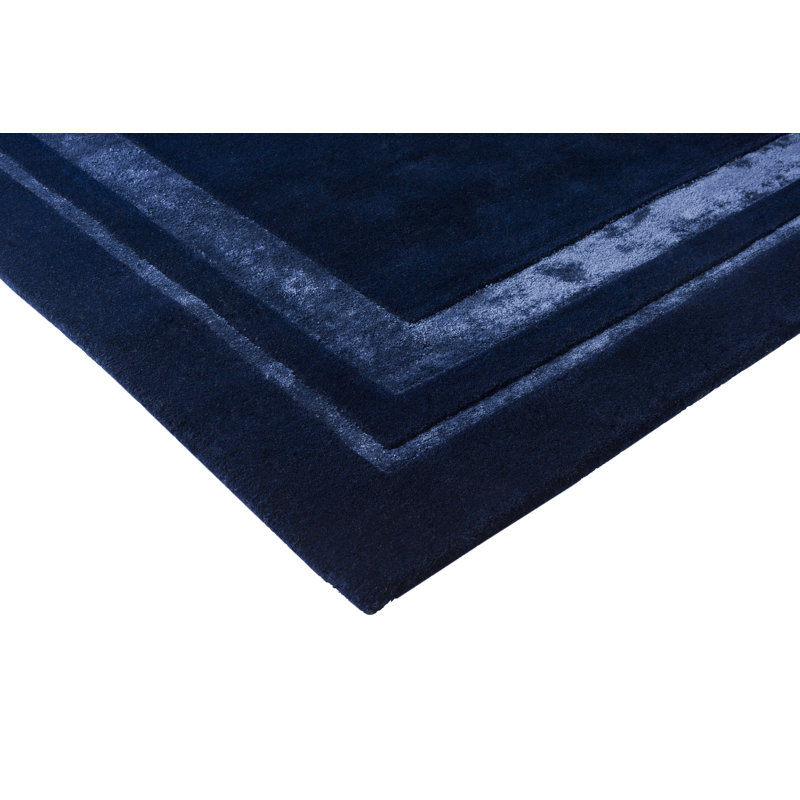 Hand-Tufted Blue Wool and Viscose Rectangular Rug 5'6" x 7'9"
