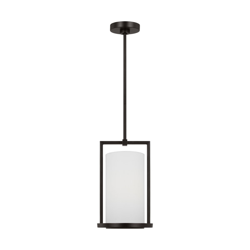 Aged Iron and Linen 14.75" Cylinder Pendant Light