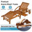 Chaise longue de patio avec roulettes et coussin, fauteuil inclinable réglable en bois d'acacia