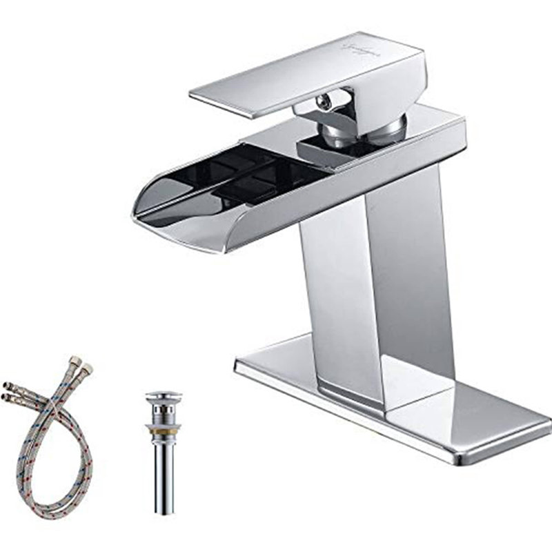 Single-handle Bathroom Faucet with Drain Assembly, Polished Chrome