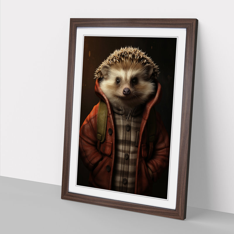 Hedgehog Tachisme - Framed Print, Walnut, 64cm H x 46cm W x 2cm D