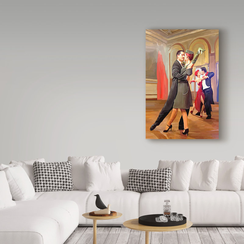 «Dance with Me», reproduction de peinture à l'huile sur toile tendue, H 19 po x l 12 po