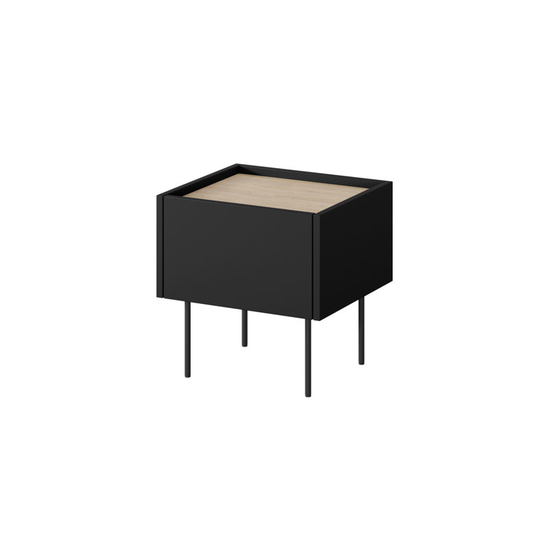 Cartegena 45cm W Manufactured Wood Bedside Table, Black