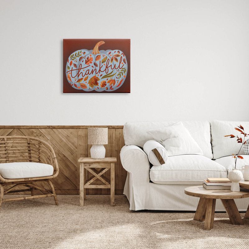 "Thankful Leaf", citrouille à motif d'art sur toile par Nancy Mckenzie, H 24 po x l 30 po x P 1,5 po