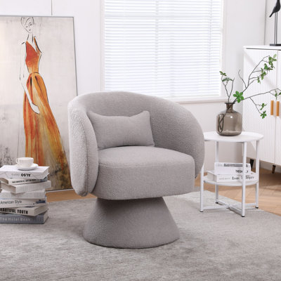 Fauteuil pivotant, fauteuil rond en tissu pour la chambre à coucher du salon
