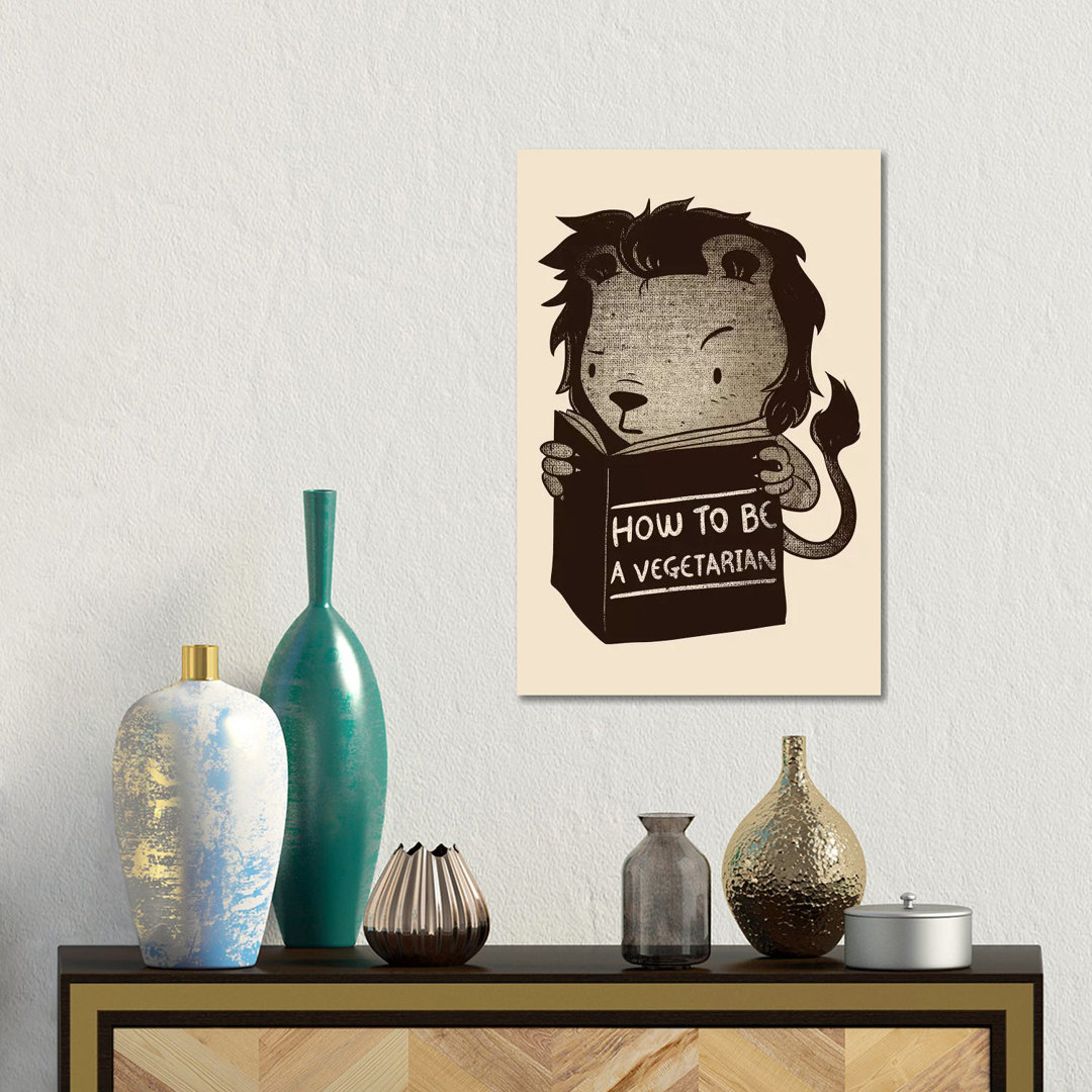 Lion How To Be Vegetarian von Tobias Fonseca - Galerie-verpackte Leinwand Giclée