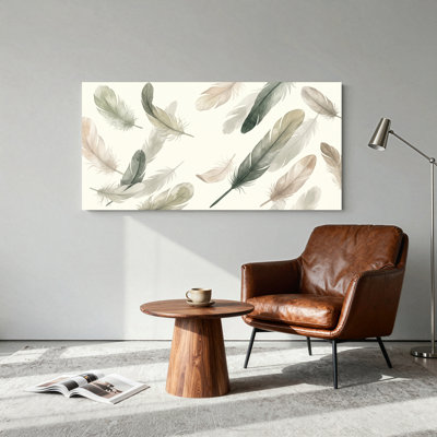 Ensemble de 1 tableau sur toile à motif de plumes