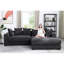 Canapé modulaire 3 pièces en mousse de velours côtelé gris foncé rembourré de douceur et de méridienne Spacieux 6 coussins en plastique noir avec pieds-1673361307