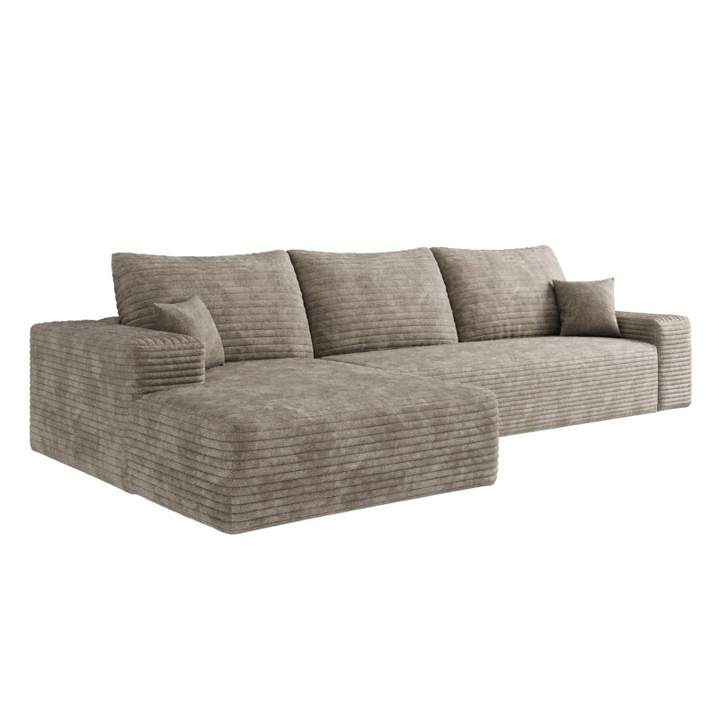 Canapé modulaire 107 po avec méridienne en L 107 po Cloud, L 107 po, Tissu noir