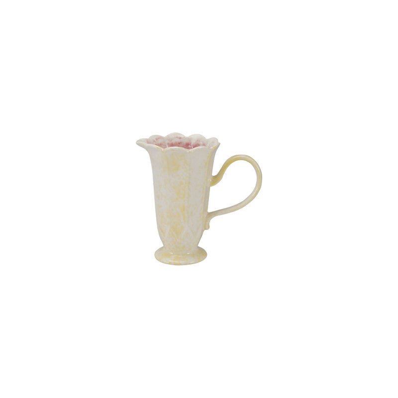 Stoneware Flower‑Shaped Pitcher with Reactive Glaze