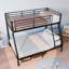 Lits superposés en métal robustes simples au-dessus d'un lit double, capacité de 990 lb, barrières de sécurité élevées, lattes silencieuses, assemblage facile en 1 boîte, noir