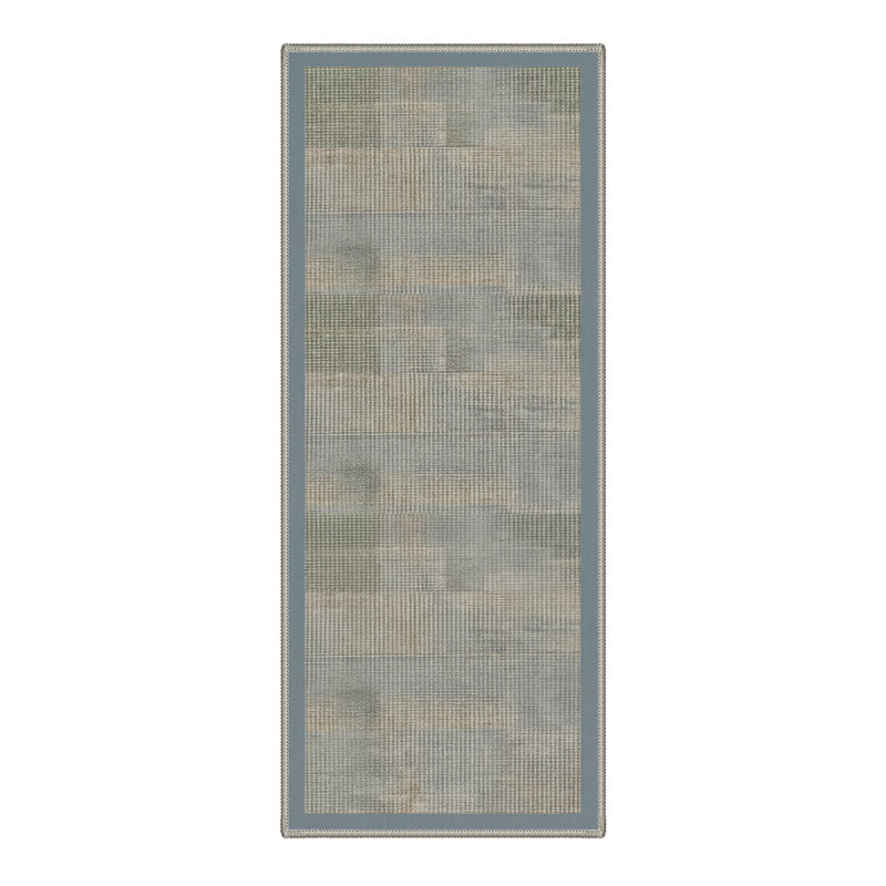 Tapis d'intérieur / beige / bleu / vert Coady Euclid, Tapis de couloir de 2 pi x 7 pi