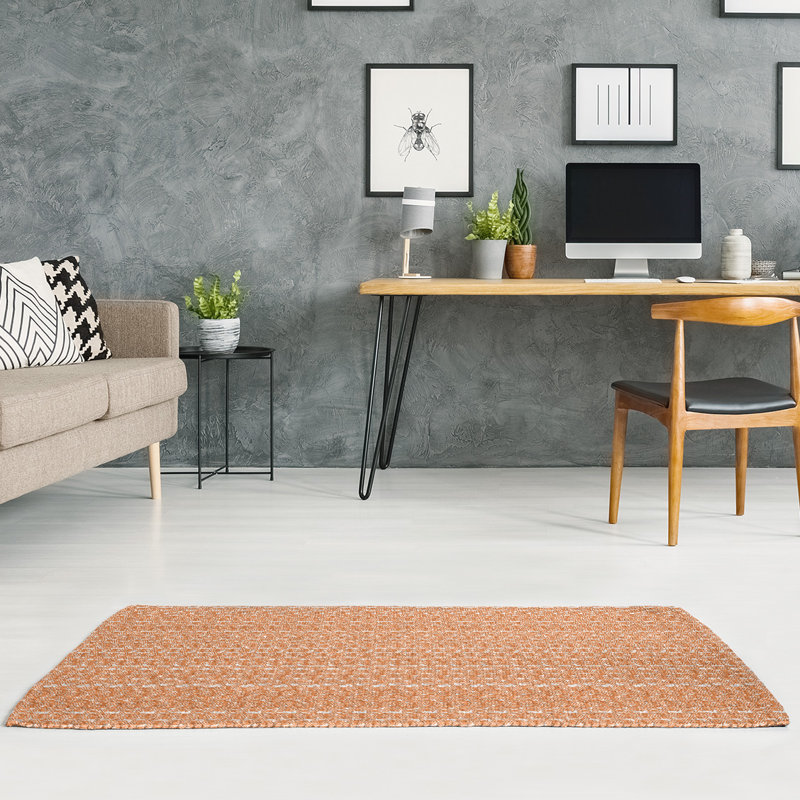 Tapis de zone orange à treillis hexagonal classic, Rectangle 5 pi x 7 pi