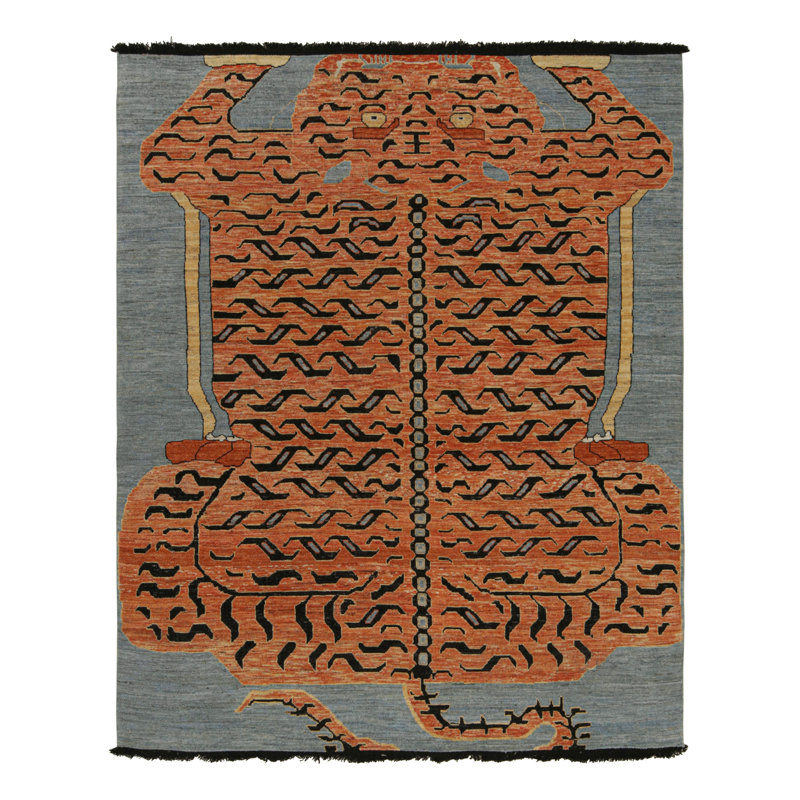 Burano Hand Knotted Wool Animal Print Area Rug, Rectangle 6' x 8'
