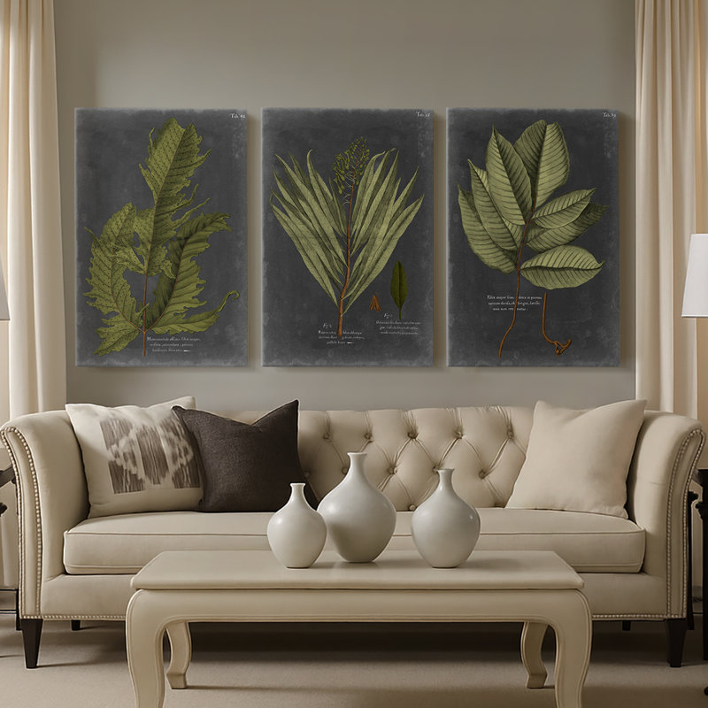 Foliage Dramatique I - Toile tendue avec châssis sur mesure - 3 pièces, H 36 po x l 72 po