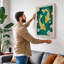 Golden Koi in Circle Japandi - Wrapped Canvas-1392468540-1392468534